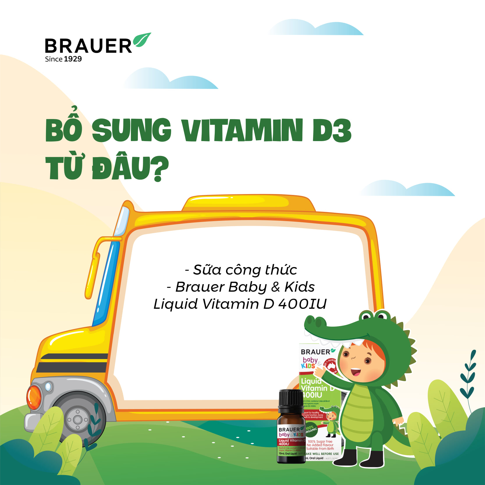 Vitamin D3 cho trẻ sơ sinh, trẻ nhỏ và người lớn Brauer Úc giúp trẻ phát triển chiều cao, phòng loãng xương, ngủ ngon, tăng sức đề kháng-OZ Slim Store