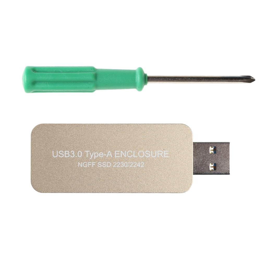 USB 3.0 to 2230/2242  M.2  SSD Enclosure Case  Box Gold