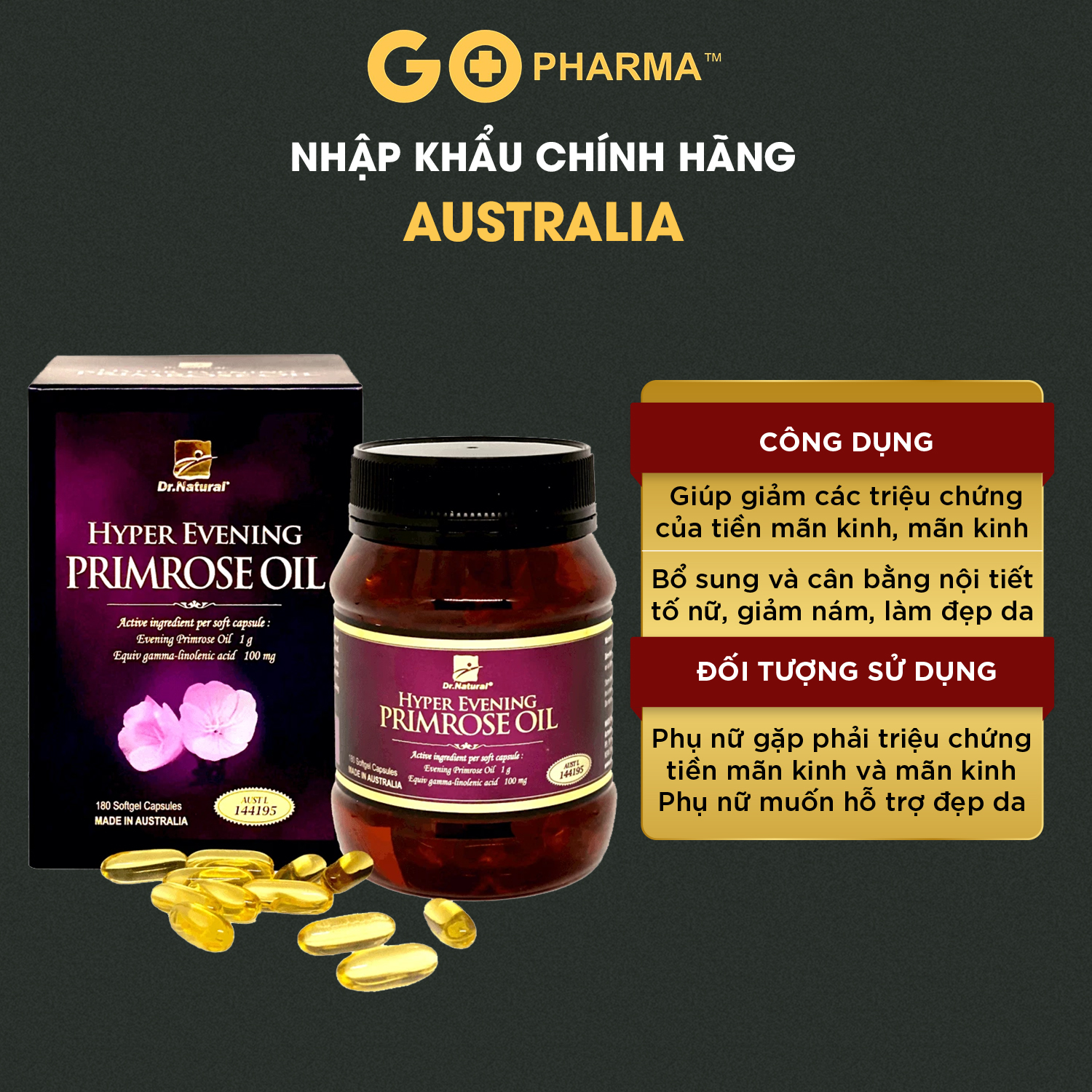 Viên uống Bổ Sung Nội Tiết Dầu Hoa Anh Thảo Úc Dr Natural Hyper Evening Primrose