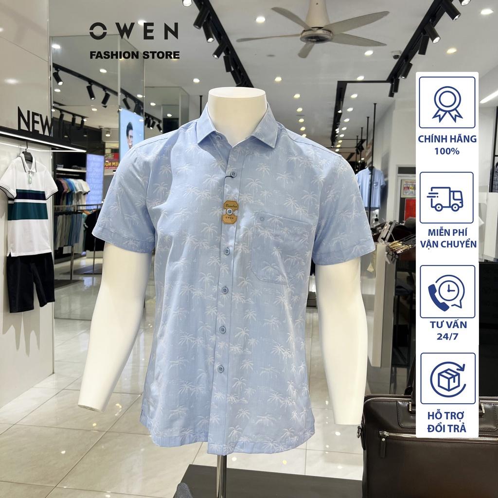 Áo Sơ mi Owen nam cộc tay dáng Bodyfit sợi Bamboo cao cấp mềm mịn mát AB230035NT
