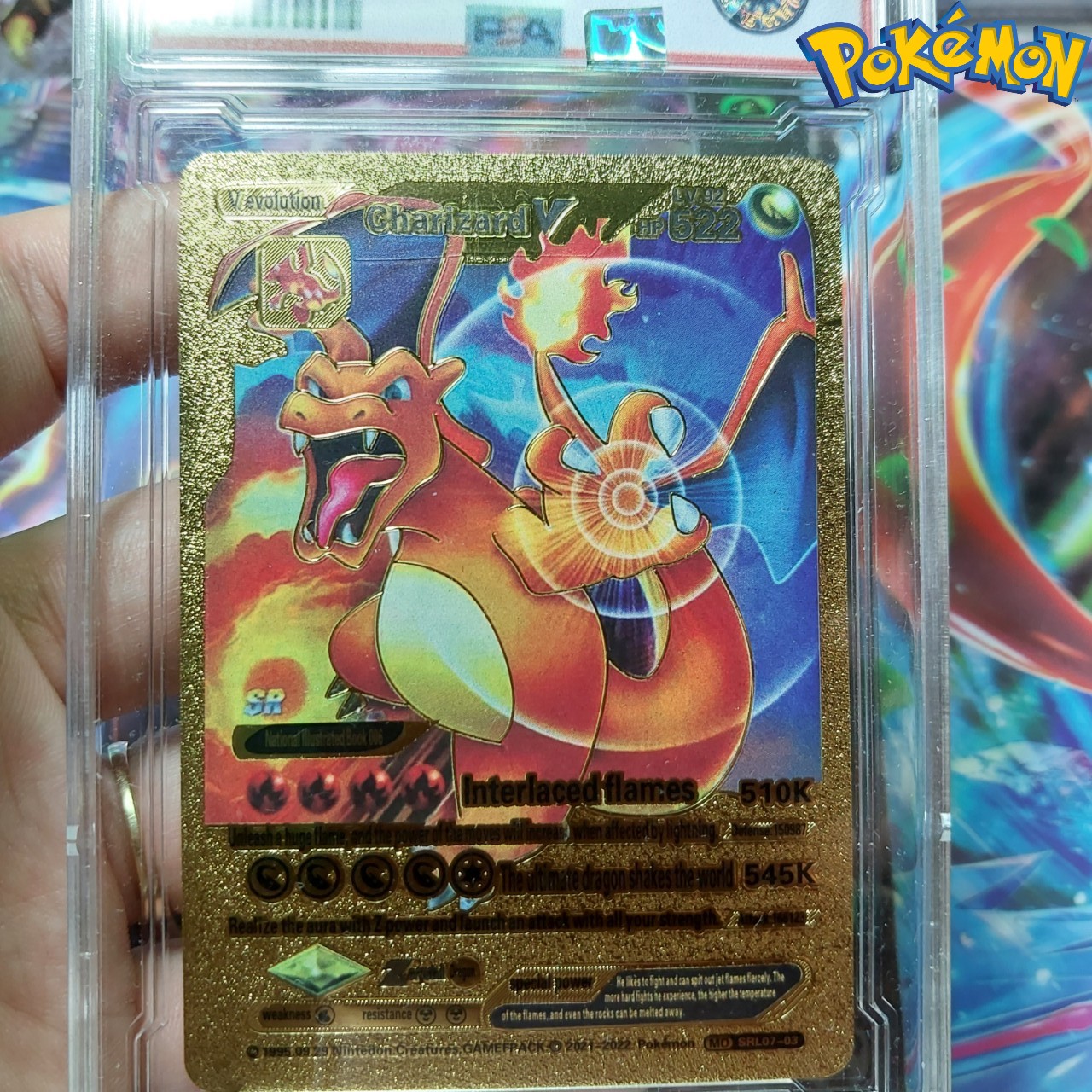 Charizard V 07-03 thẻ pokemon nhôm mạ vàng gia đình khủng long lửa Tặng kèm bảo vệ thẻ 1459 d24 1-33