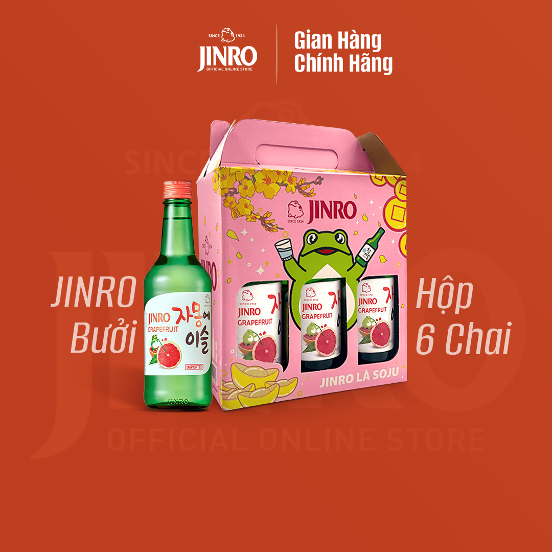 Soju Hàn Quốc JINRO VỊ BƯỞI 360ml - Combo 6 chai