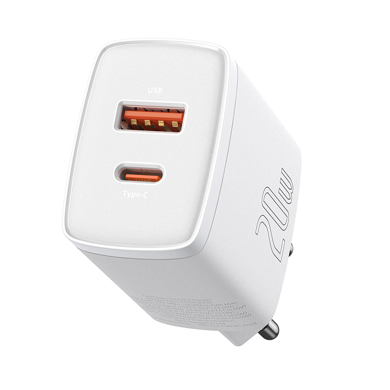 Hình ảnh Cốc sạc nhanh siêu nhỏ gọn chân tròn Baseus Compact Quick Charger 20W (USB + Type C Dual Port, 20W PD/QC 3.0 Multi Quick Charge Support) dùng cho Samsung / Xiaomi/ Huawei/ OPPO / iPhone/iPad......Hàng chính hãng