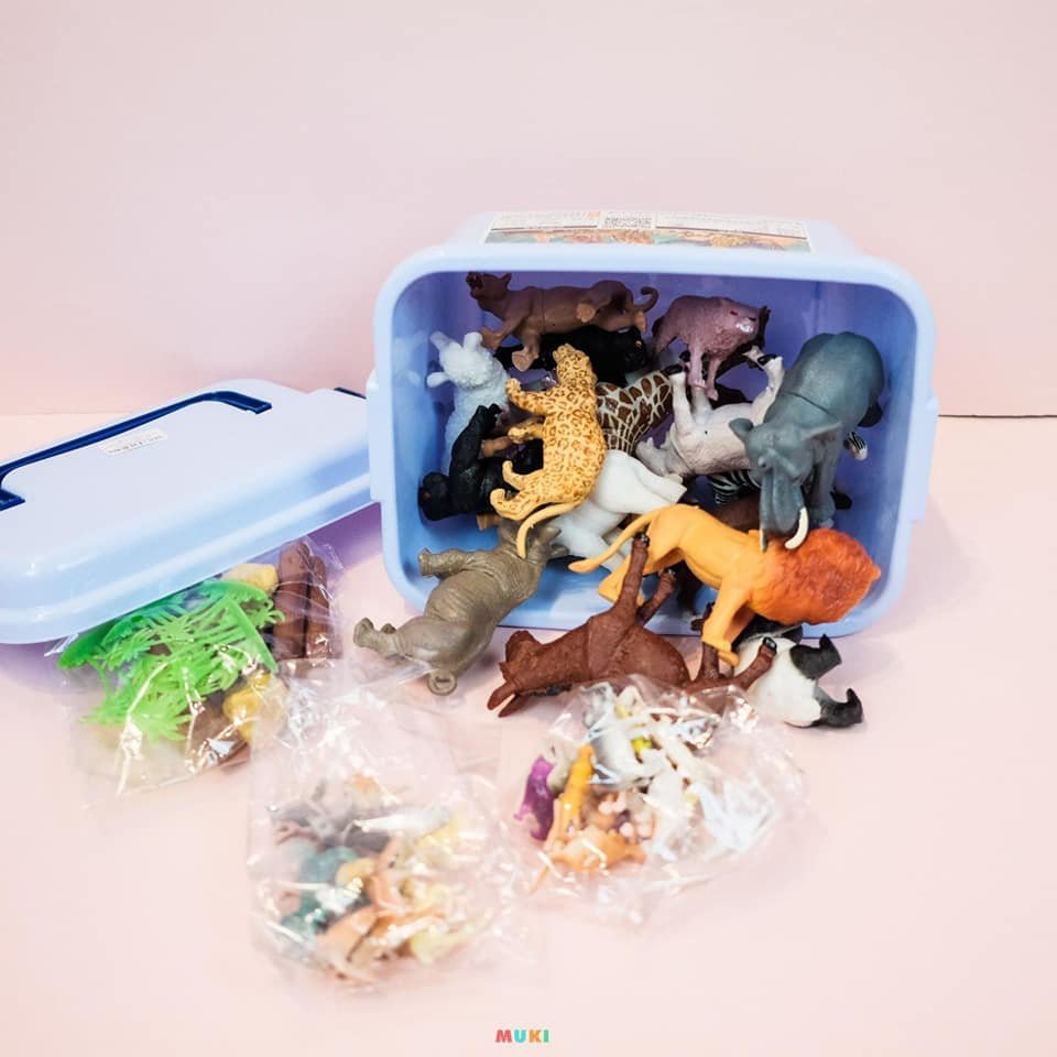 [KHUYẾN MÃI] Bộ đồ chơi mô phỏng con vật, con thú rừng kèm tiểu cảnh 58 chi tiết có kèm hộp đựng cất gọn chất liệu nhựa dẻo đặc siêu bền, màu sắc như thật cho bé vừa học vừa chơi