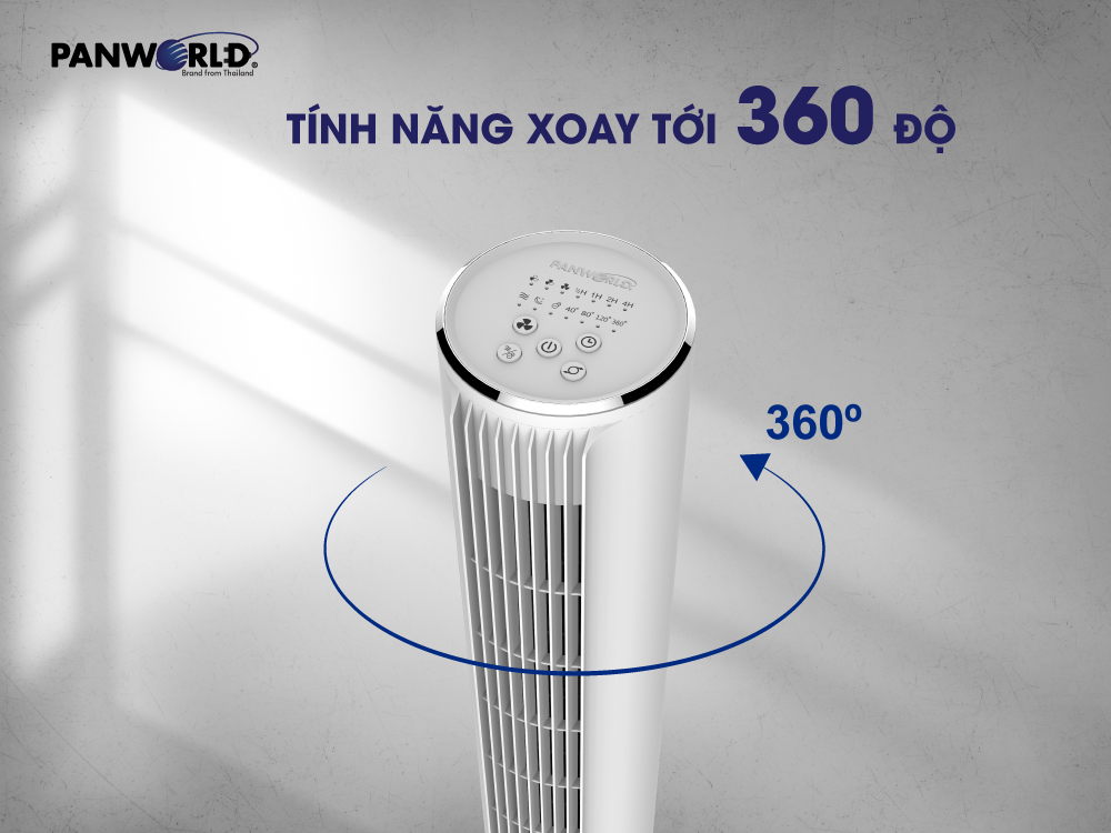 Quạt Tháp Panworld The Luxuria PW-L360 không cánh xoay 360 độ lọc không khí hẹn giờ thương hiệu Thái Lan - Hàng chính hãng