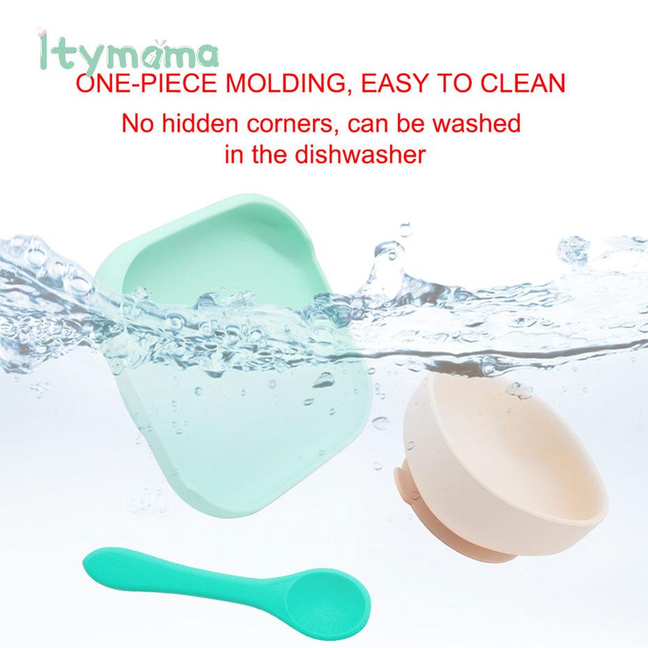 Cho Bé Ăn Silicone Bộ Ốp Tô Cho Bé Đĩa Thìa Silicone Trẻ Em Bộ Đồ Ăn Kid Chén Ăn Chống Thấm Nước Bát Ăn Cho Bé