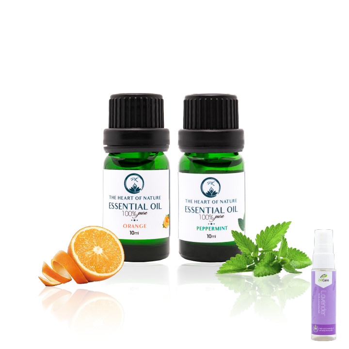 Combo tinh dầu Cam Úc và Bạc Hà PK - tặng  xịt phòng lavender