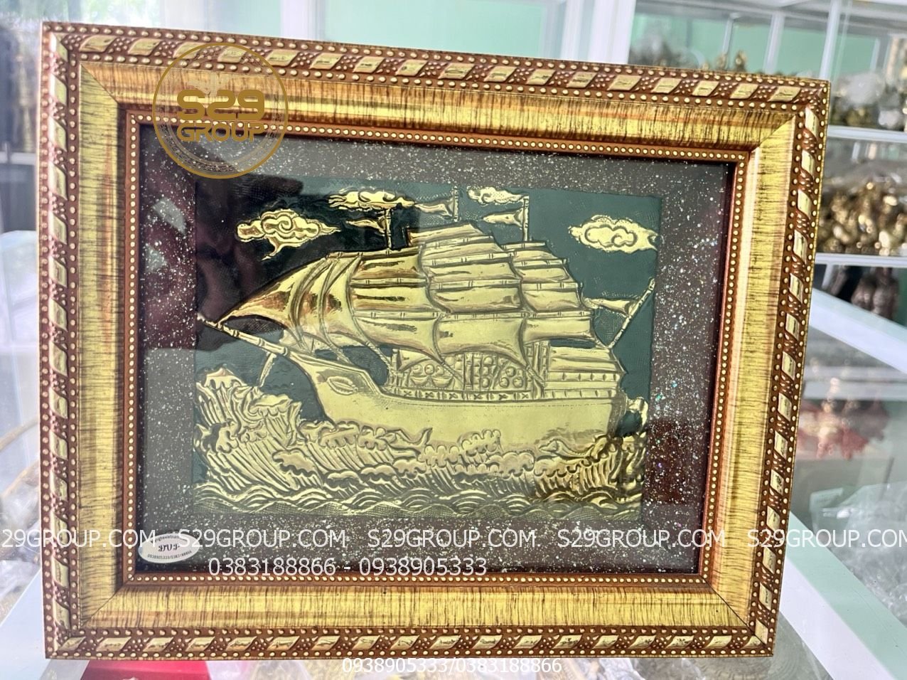Tranh đồng thuyền buồm xuôi gió,tranh quà tặng phong thủy để cầu mong việc làm ăn suôn sẻ,tài lộc,may mắn và phát đạt