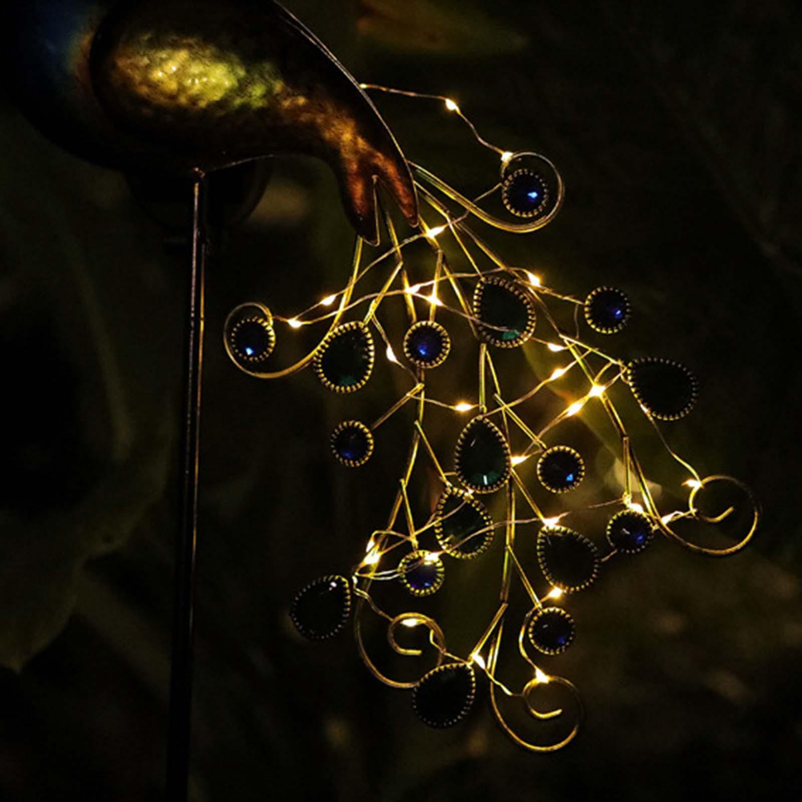 Solar Garden Lights Peacock Figurine Lights Garden Stakes Lamp for Pathway