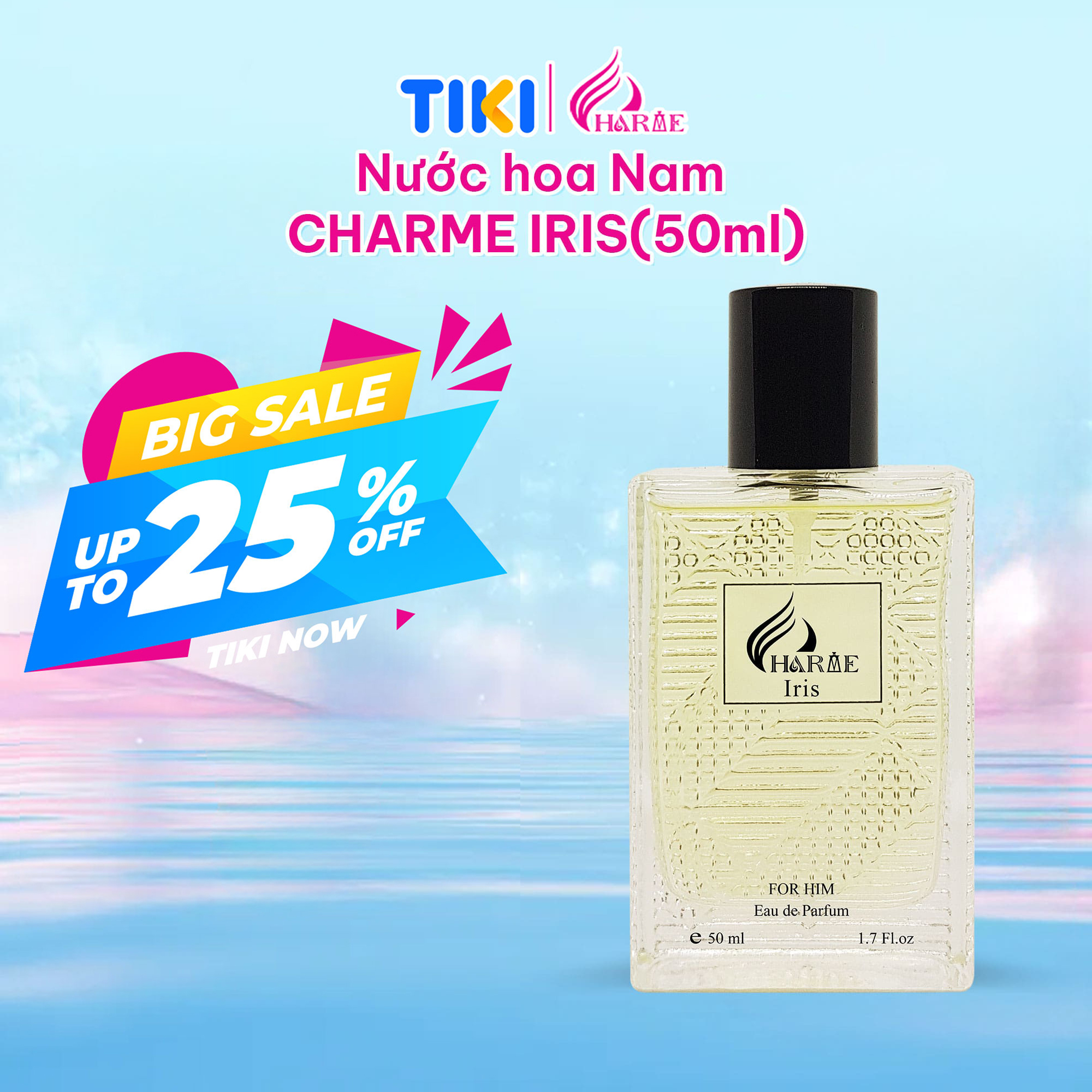 Nước hoa nam quyến rũ, Charme Iris, thơm lâu, sành điệu cá tính, lưu hương cả ngày, 50ml