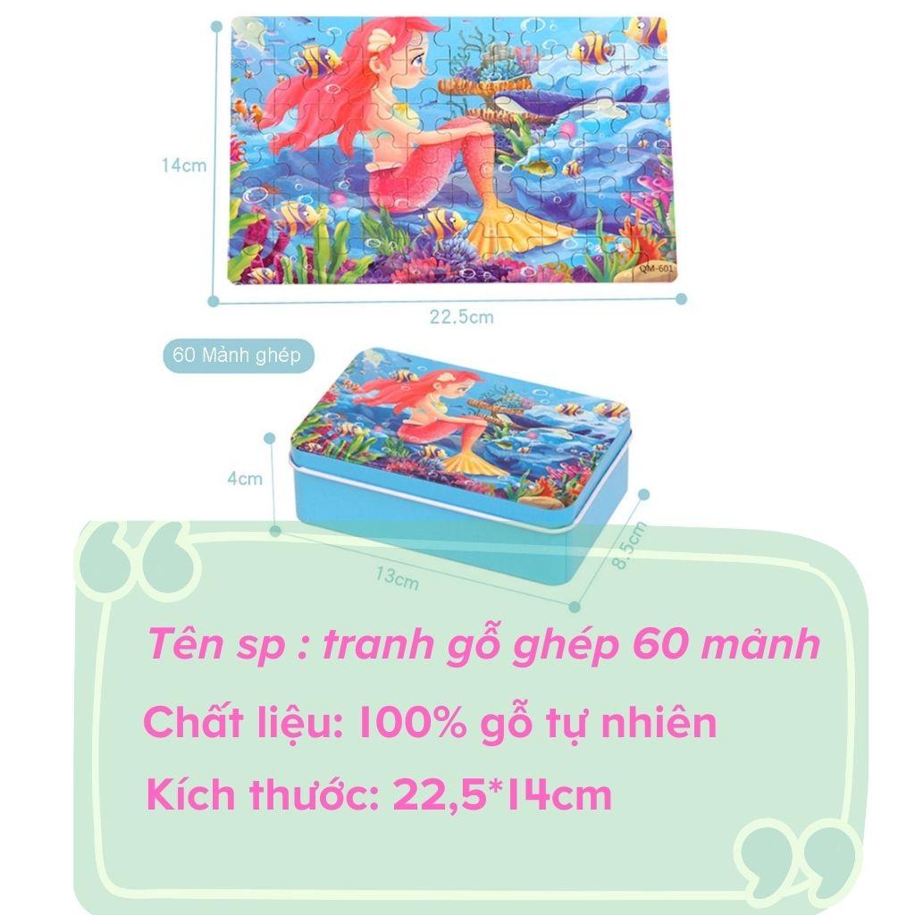 Tranh Ghép Gỗ 60 Mảnh Xếp hình Tranh động vật 3D Cho Bé Đồ chơi Thông Minh Cho Trẻ Em