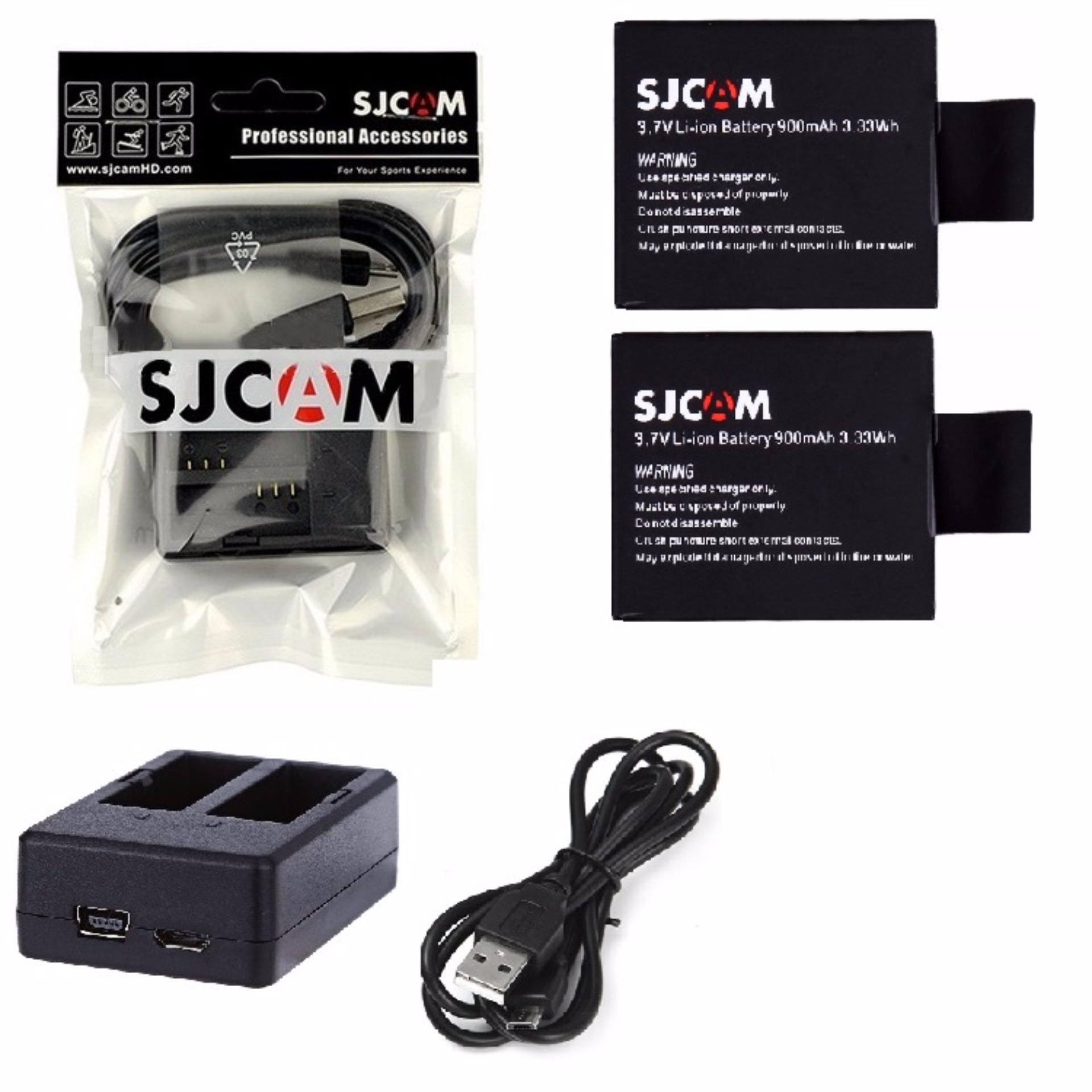 Dock Sạc Pin Đôi Kèm Cáp Cho Camera Hành Trình Sjcam SJ4000 &amp; SJ5000 &amp; M10 - Hàng Chính Hãng