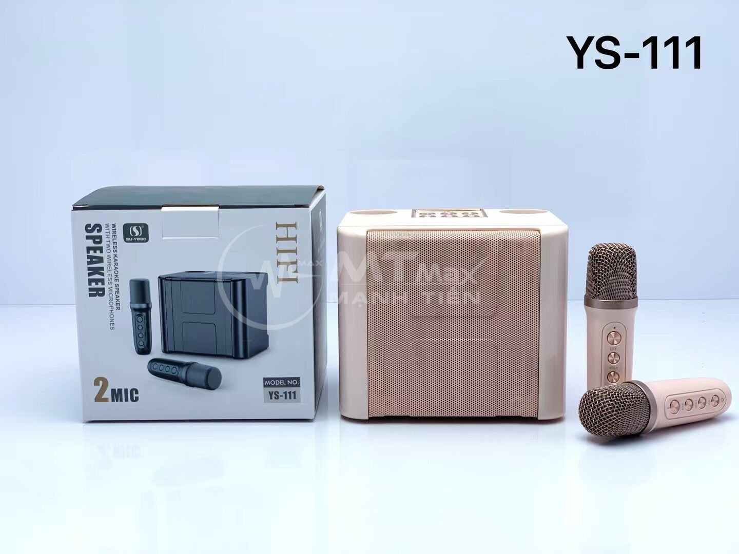 Loa karaoke YS-111 kèm 2 micro không dây chất lượng cao. Với thiết kế hoàn toàn mới lạ, nhỏ gọn, đẹp, có đèn led mặt trước