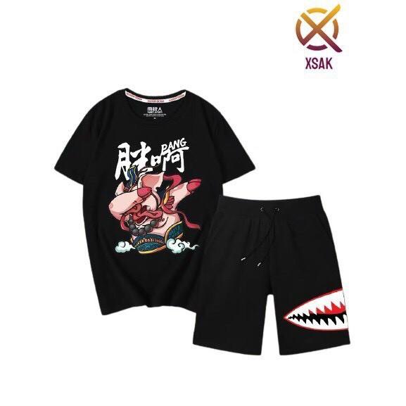 Set bộ thể thao nam nữ hoạ tiết cá mập siêu đẹp
