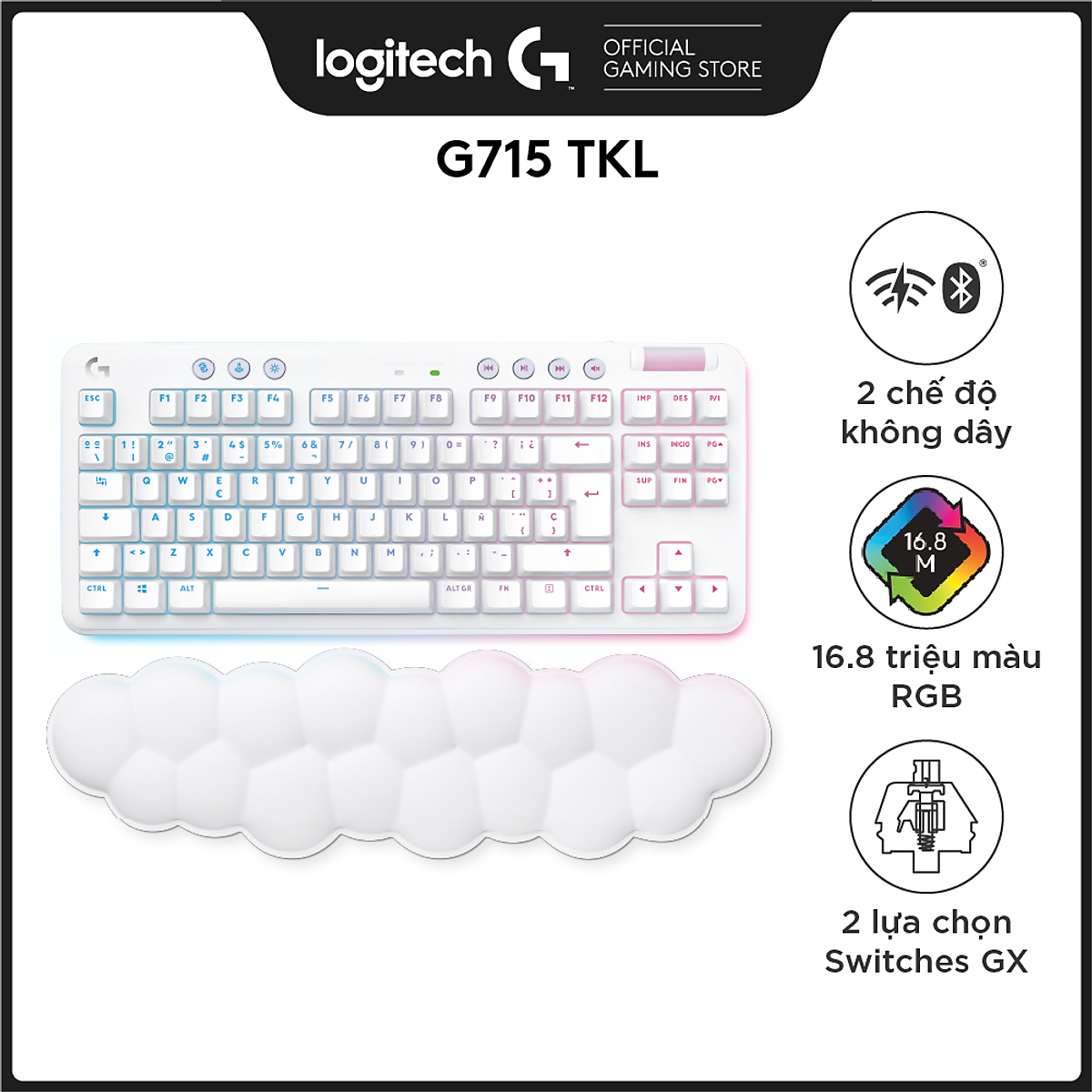 Bộ Sưu Tập Logitech Aurora - Bàn phím cơ không dây G715 TLK, Chuột không dây G705, Tai nghe không dây G735 - Hàng Chính Hãng