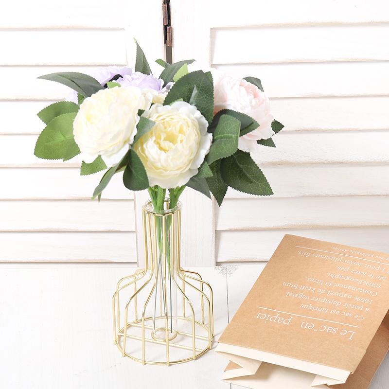 Bó Hoa Mẫu Đơn Nhân Tạo Kèm Ba Đầu Trang Trí DIY Dành Cho Gia Đình