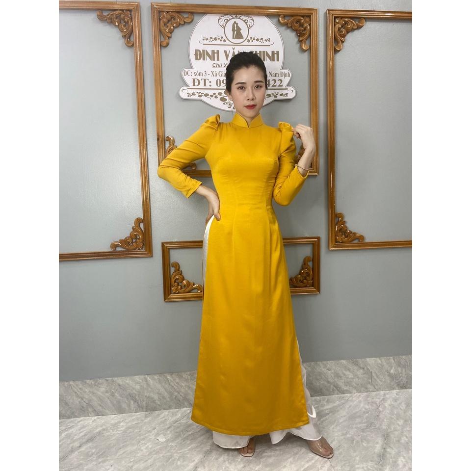 Áo dài tây thi trơn cao cấp_Duy Chinh_ADTT0004_Tông Màu Vàng