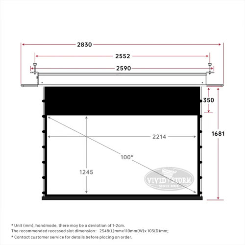 Màn chiếu âm trần VIVIDSTORM VPCLW100H 100 Inch (16:9) hàng chính hãng - ZAMACO AUDIO