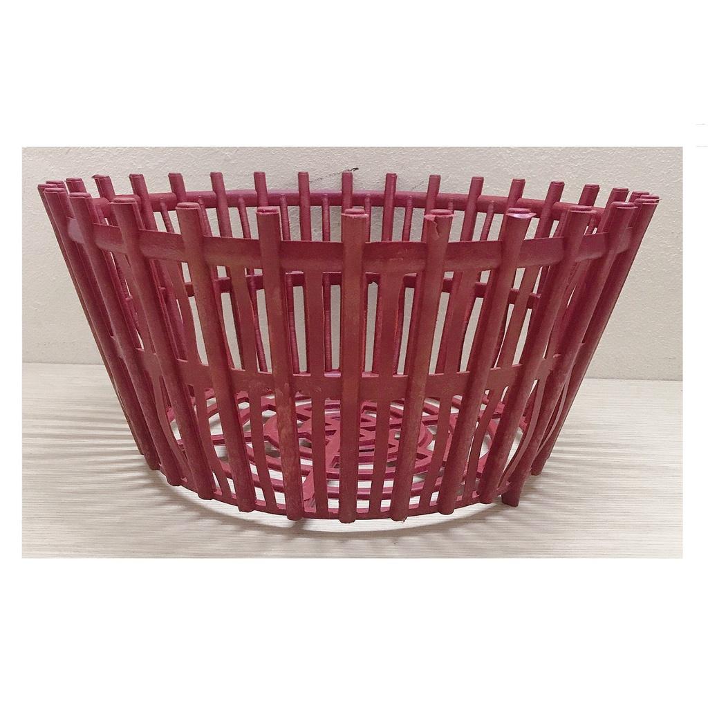 Chậu nhựa giả gỗ trồng lan có nan phụ phi 20cm màu đỏ
