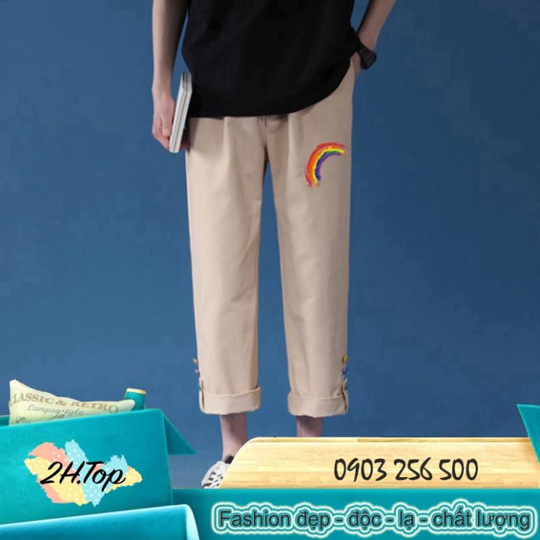Sống cảm hứng Quần Kaki Baggy Nam Nữ  KAKI Ống Suông Unisex Quần Ống Suông cầu vồng hot