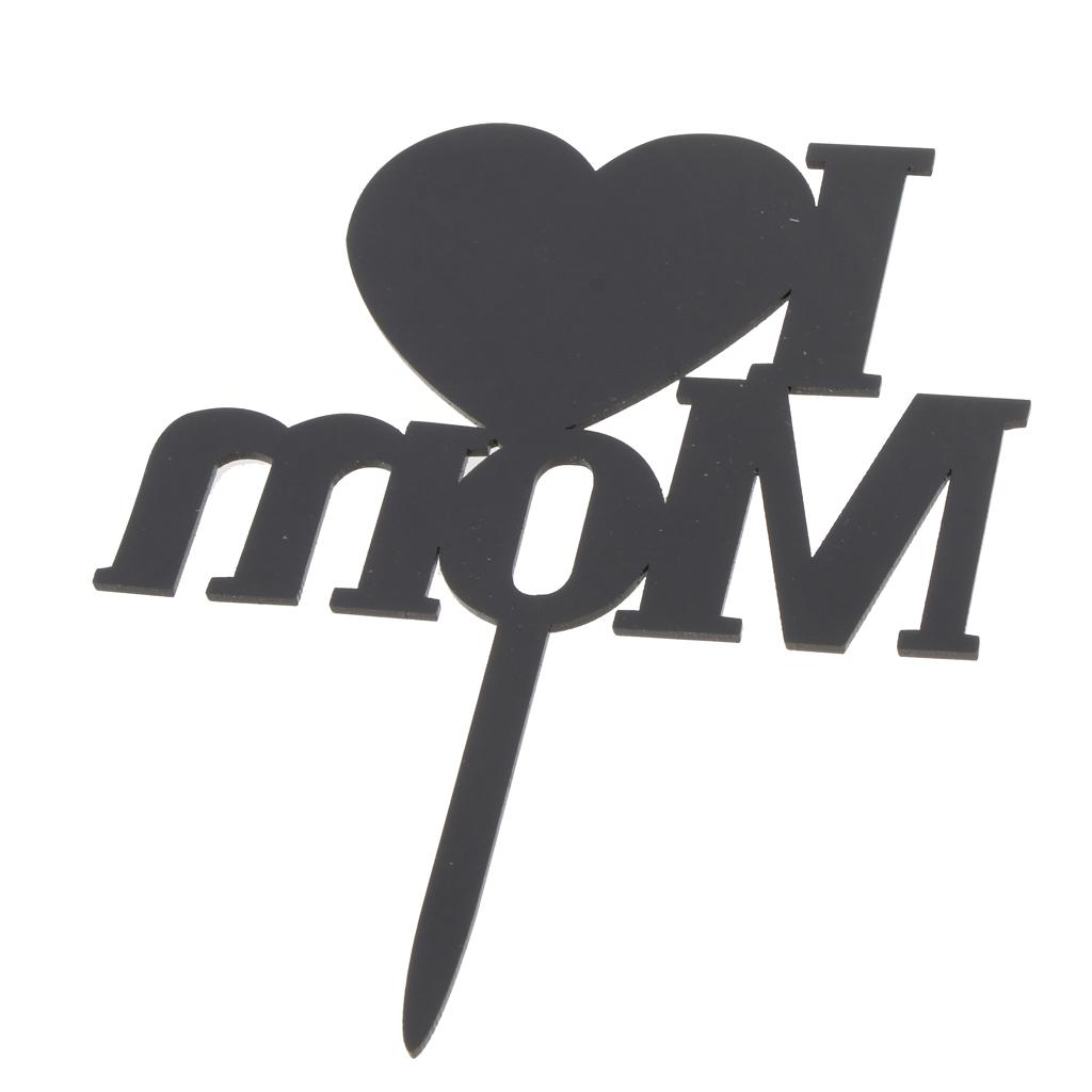 I Love Mom Heart Cake Topper Party Cake Baking Accessories Photo Prop