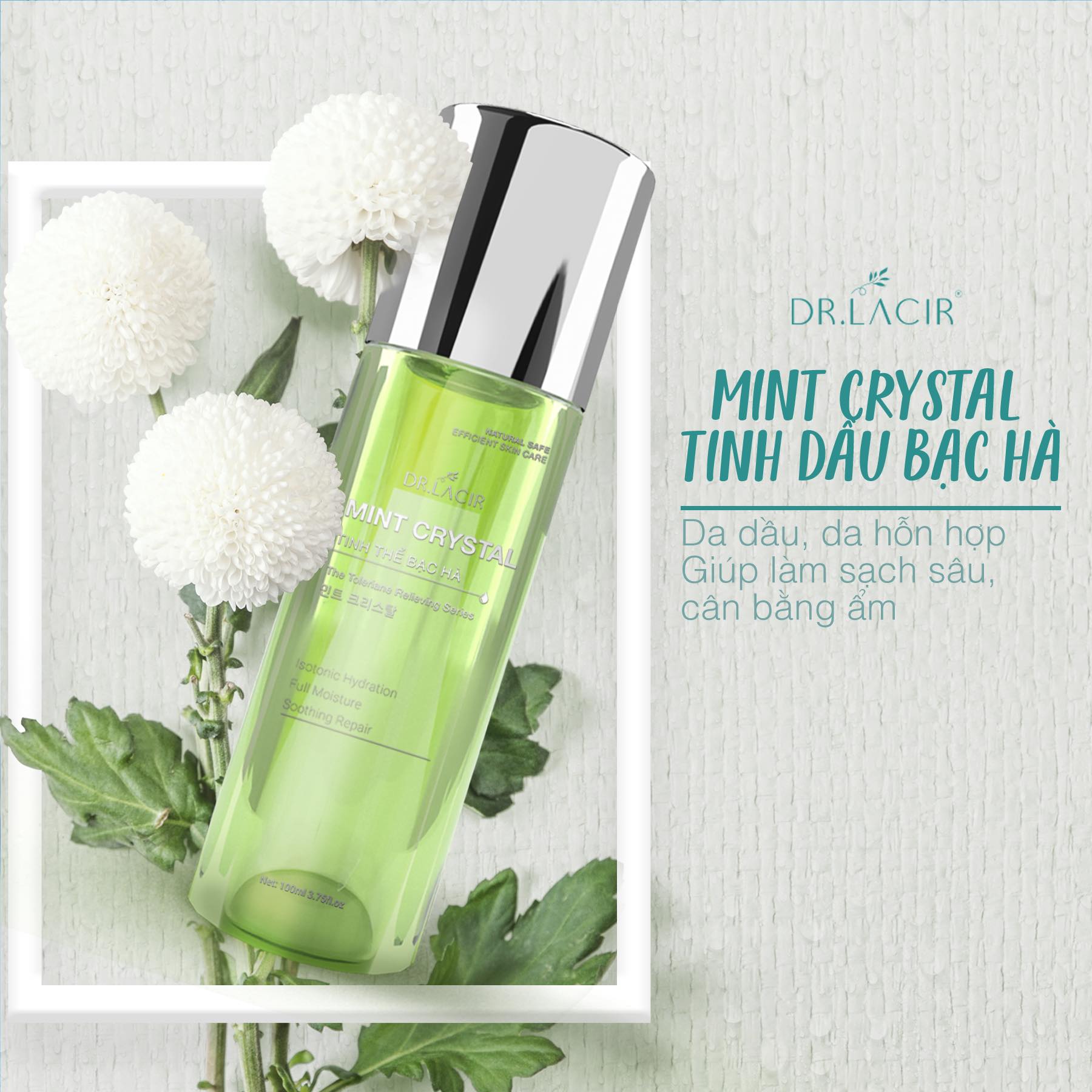 Toner Bạc Hà Dr Lacir Mint Crystal - Cân bằng độ pH cho da, làm sạch sâu (Chính Hãng Dr Lacir)