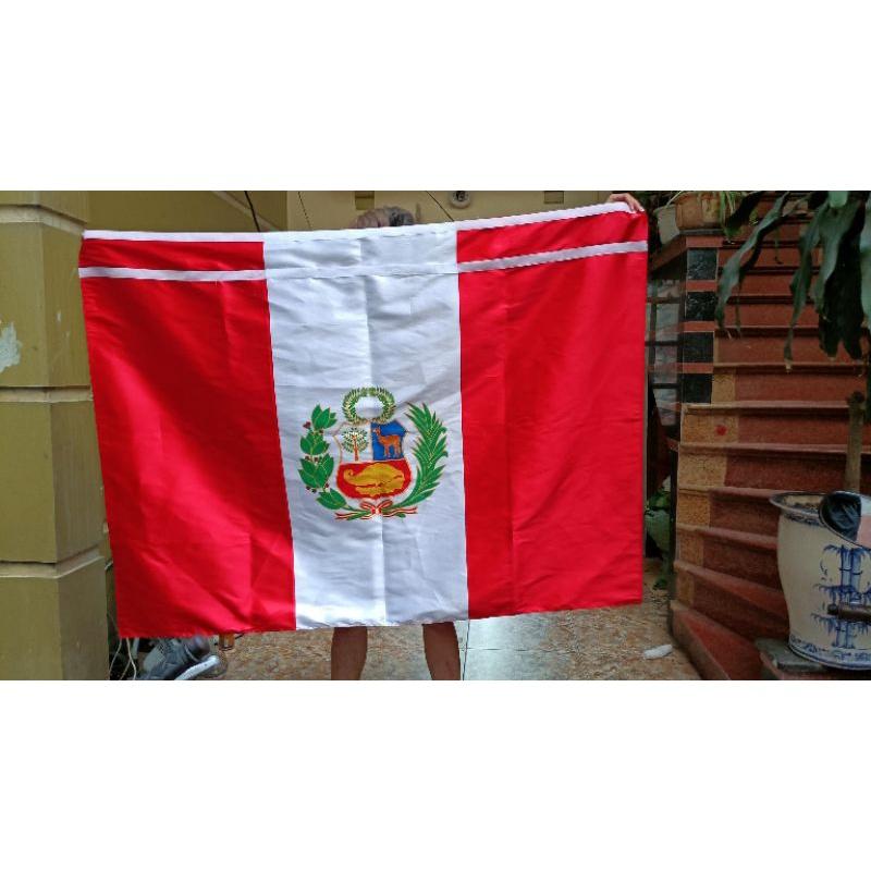 Quốc kỳ Peru 1x1,5m in chuyển nhiệt may theo yêu cầu