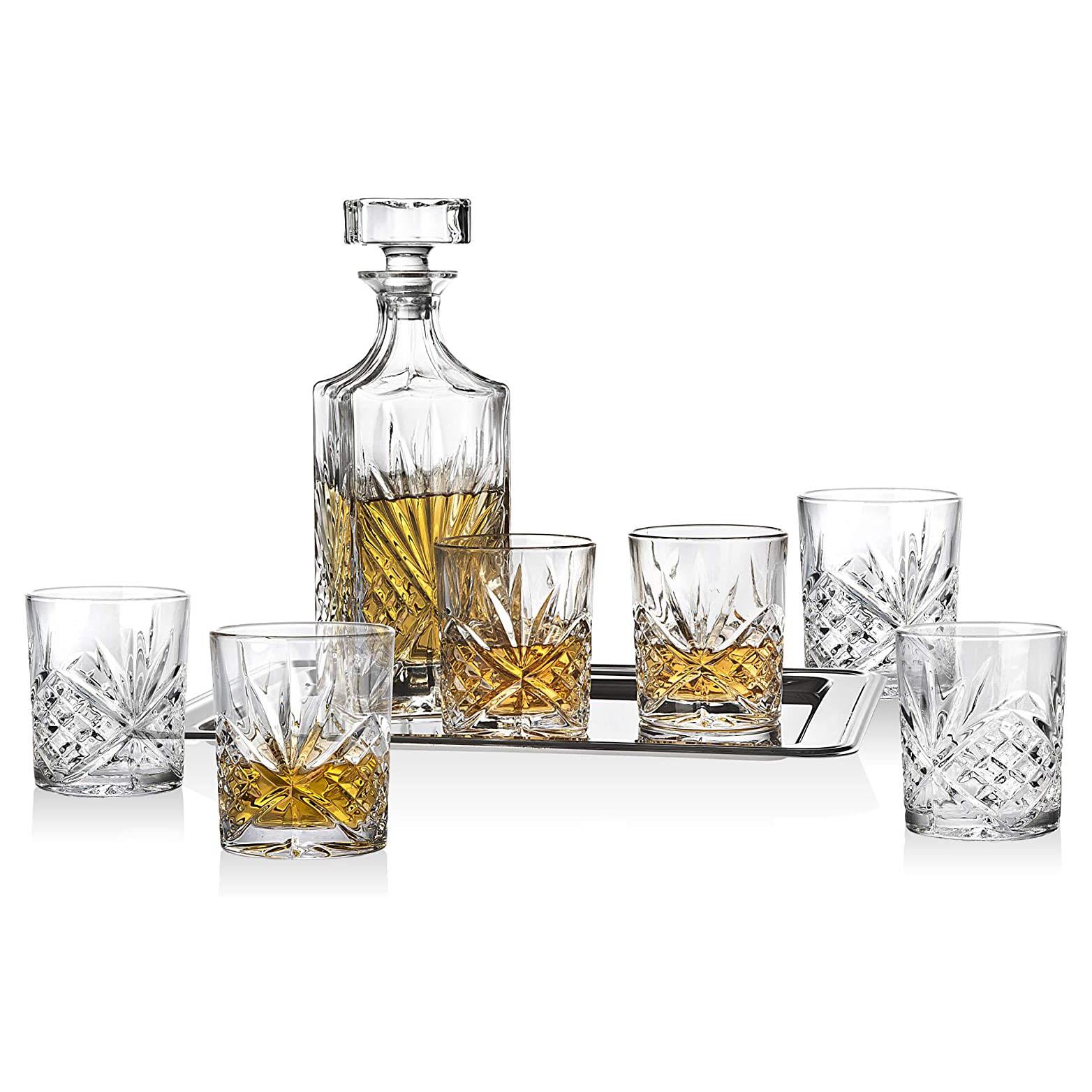 Bộ 1 Bình 6 Ly Pha Lê Cao Cấp GODINGER DUBLIN, Bộ Bình Ly Dùng Uống Whisky, Rượu Mạnh, Nhập Đức