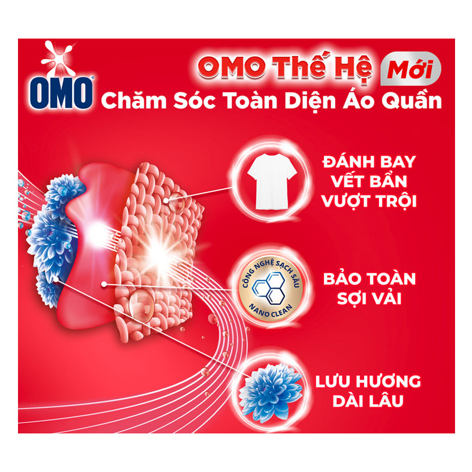 TúI Nước Giặt Omo Matic Comfort Cho Máy Giặt Cửa Trên Hương Tinh Dầu Thơm Xoáy Bay Vết Bẩn, Hương Thơm Bền Lâu 4.1kg