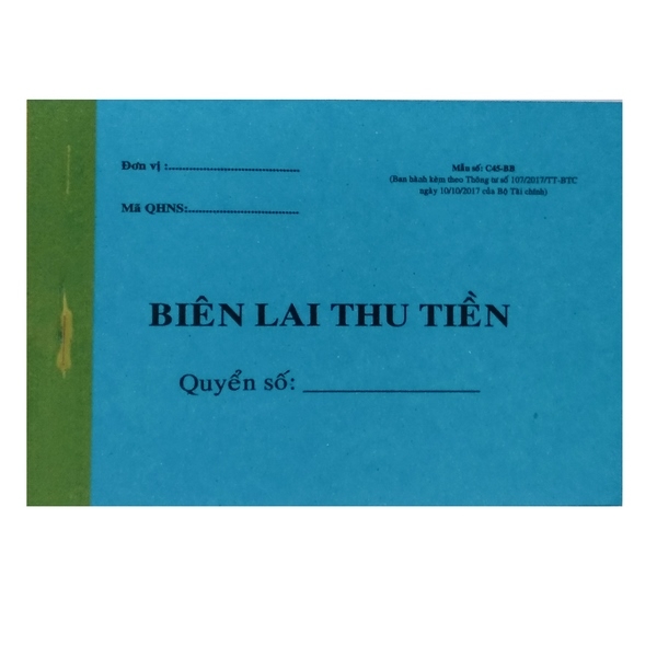 Bộ 5 Biên Nhận - Biên Lai Thu Tiền 2 Liên - 10 x 15 cm