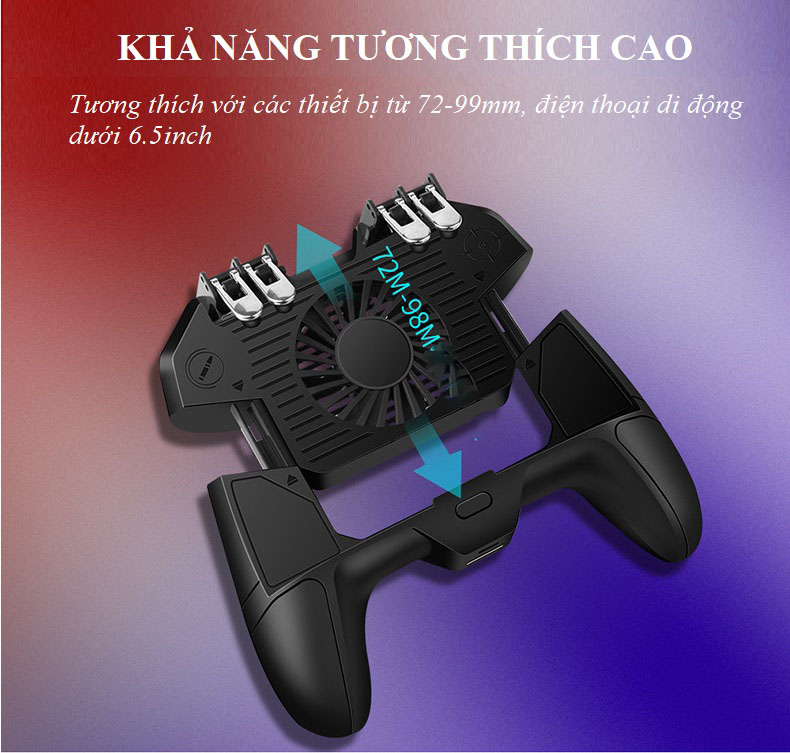 Tay Cần Chơi Game Có  Pin Sạc Dự Phòng F08 ( Thiết Kế Bộ Phận Làm Mát Trên Tay Cầm)