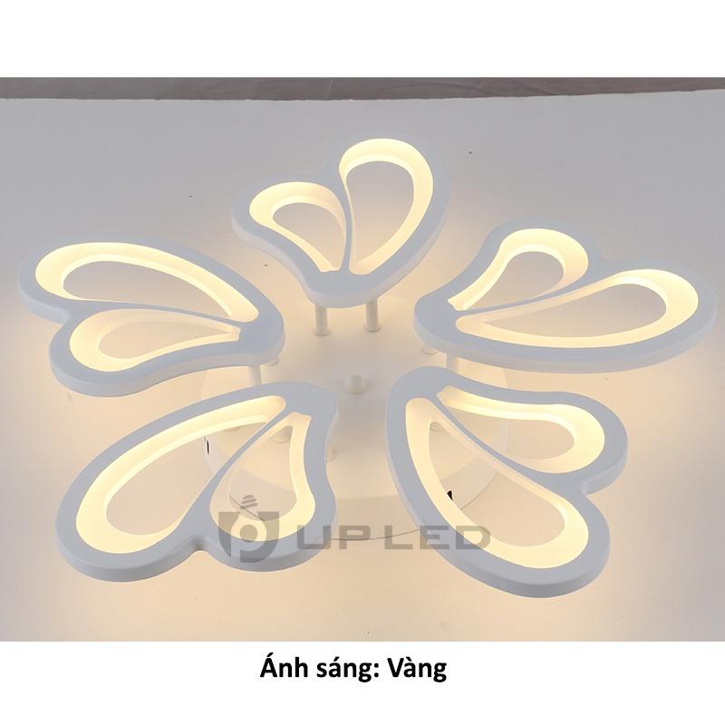 Đèn ốp trần cao cấp 5 cánh tặng kèm điều khiển từ xa, đèn trang trí phòng khách mica bảo hành đổi mới - UPLED