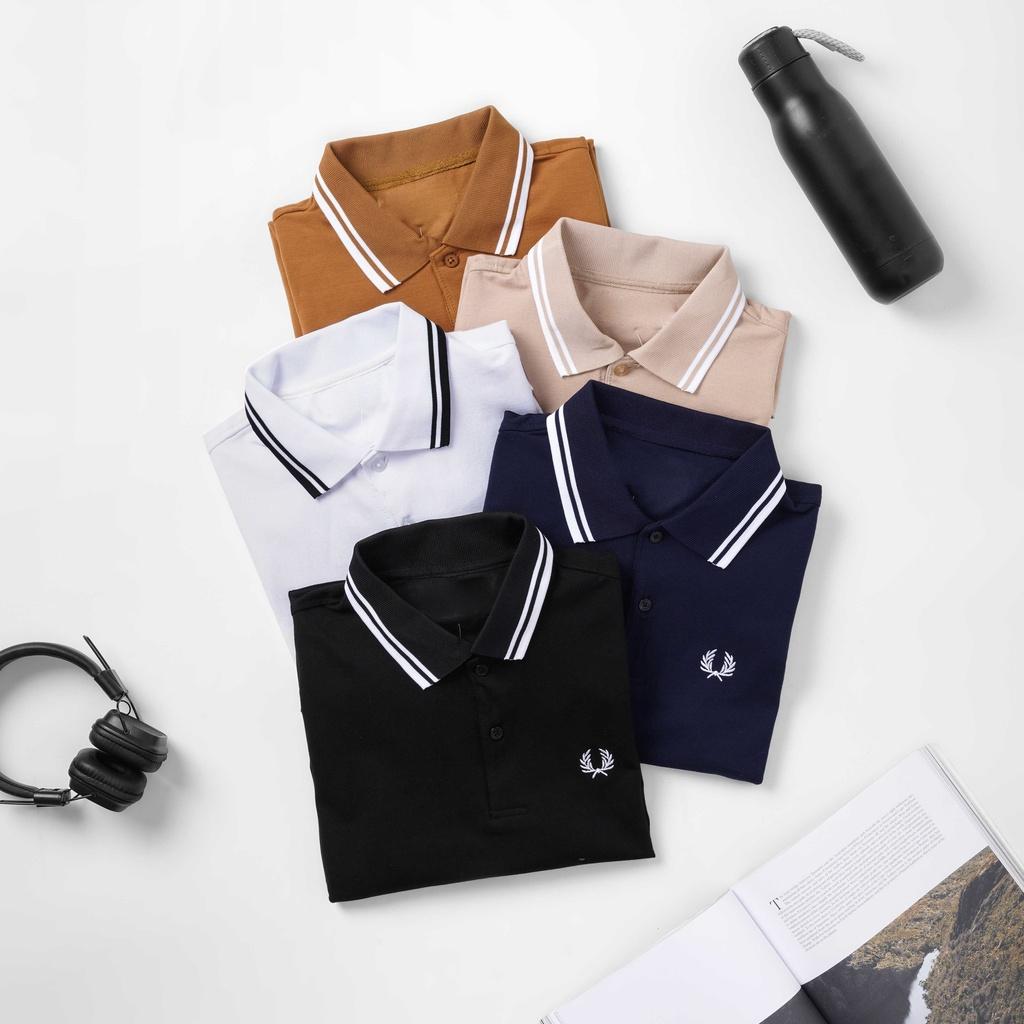 Áo polo nam Leo Vatino thêu logo phối cổ dệt viền chất Cotton cá sấu phối viền cổ bộ 5 màu co giãn chuẩn form tay ngắn