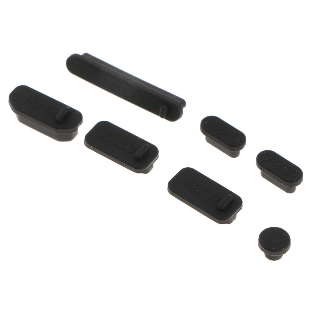 8x 7 Pieces Usb Hdmi Dustproof Audio Port Plug Cover for Pc Black