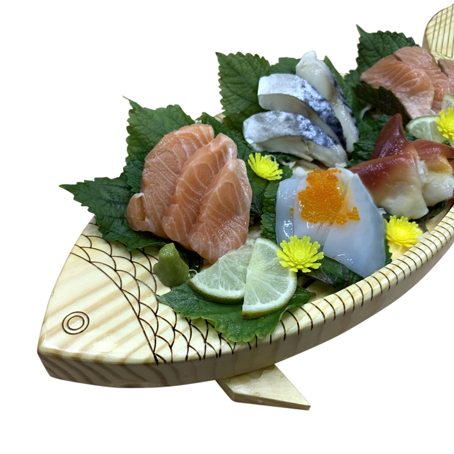 Khay Gỗ Trang Trí Sushi &amp; Sashimi Nhật Bản - Hình Con Cá - Dài 50cm