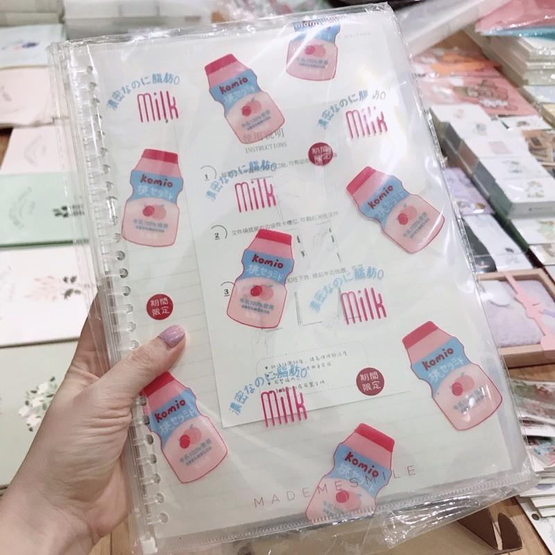 Sổ còng nhựa nhiều lỗ A5, B5 dễ thương binder chống nước có ngăn đựng stickers