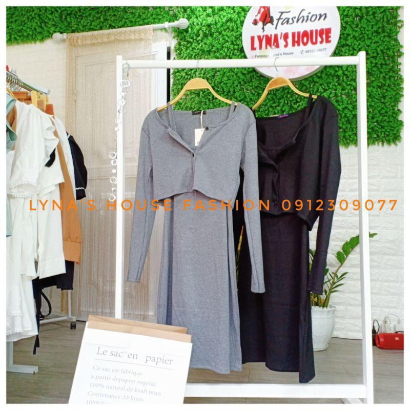 Set Váy 2 Dây Form Chữ A Và Áo Khoác Cardigan Đầm Nữ Body Đi Dạo Pố Dự Tiệc - LH93