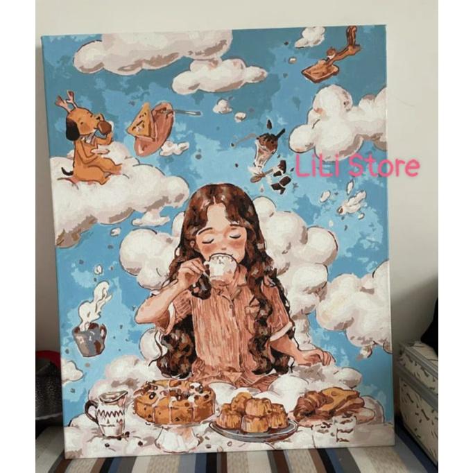 Tranh sơn dầu số hóa DIY khổ 40x50cm khung căng sẵn FOREST GIRLS