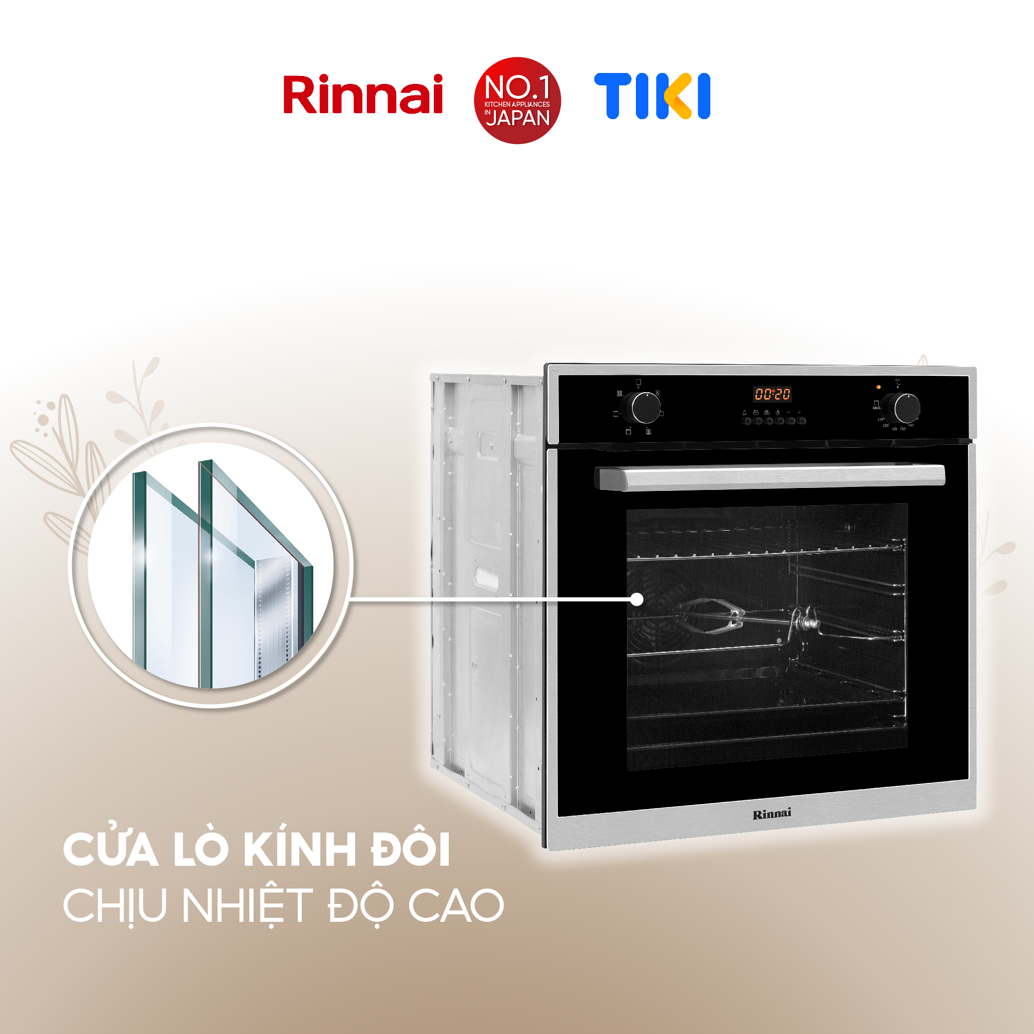 Lò nướng điện âm tủ Rinnai RO-E6206XA-EM dung tích 70L 2875W - Hàng chính hãng.