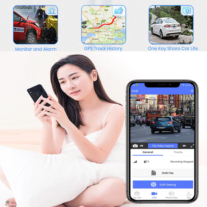 Bộ Camera hành trình đặt taplo ô tô cao cấp WHEXUNE tích hợp 4 camera, Android, Wifi GPS - Thương hiệu Phisung - Mã K600 -Hàng Chính Hãng