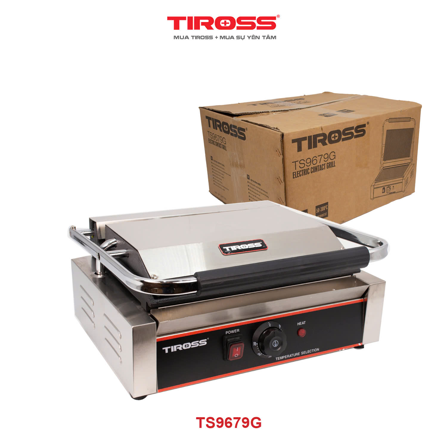 Kẹp nướng điện (sandwich) TIROSS 2200W- TS9679G - Hàng chính hãng