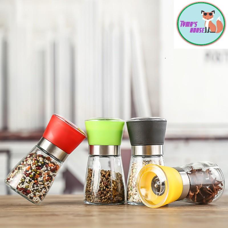 Dụng cụ xay tiêu cầm tay 2in1, Lọ thủy tinh, Lọ xay tiêu cầm tay nhỏ gọn tiện dụng GD_XayTieu
