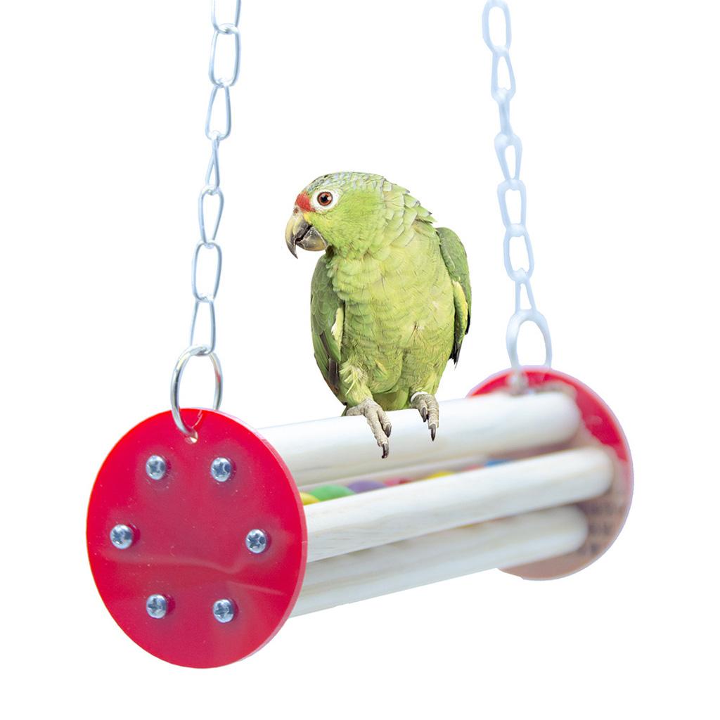 Chinchilla Squirrel Parrot Bird Wooden Swing Grinding Toy Cage Hanging Perch