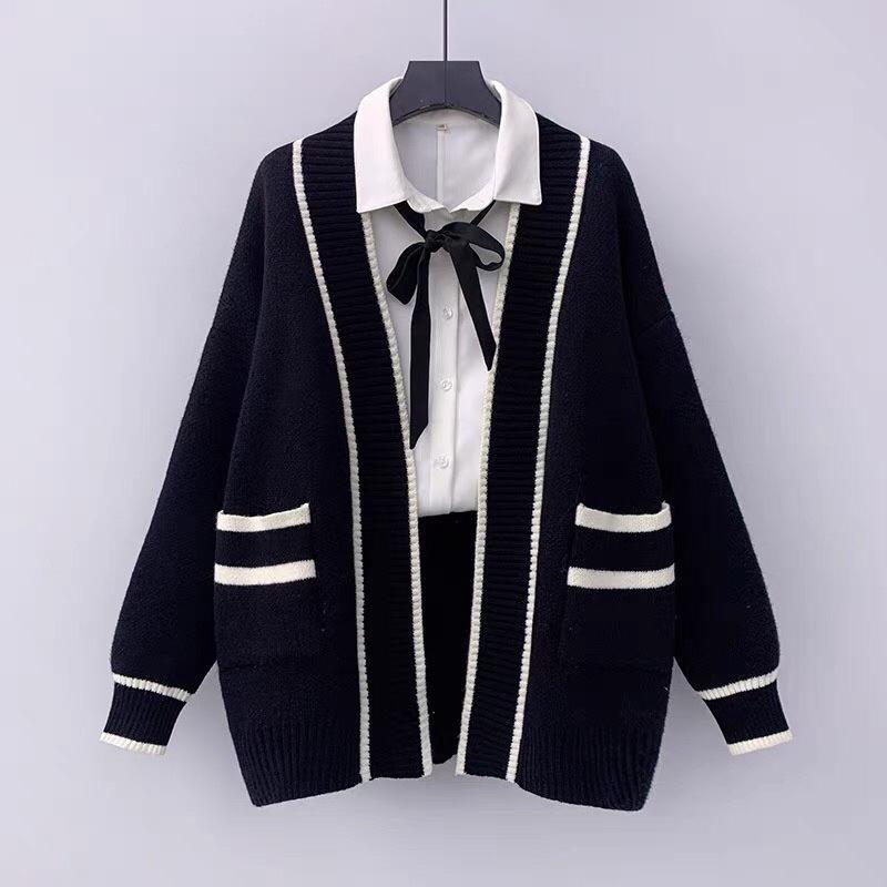 Áo len cardigan pha màu ĐEN - TRẮNG, kiểu dáng trẻ trung