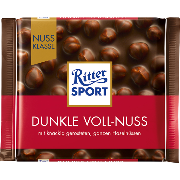 Combo 6 thanh Chocolate Ritter Sport Dunkle Voll-Nuss vị Dark Choco nhân Hạt dẻ 100gr