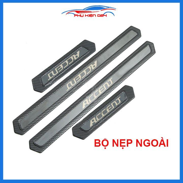 Bộ nẹp bước chân trong ngoài vân Cacbon xe Accent 2018-2019-2020 chống trầy làm đẹp ô tô