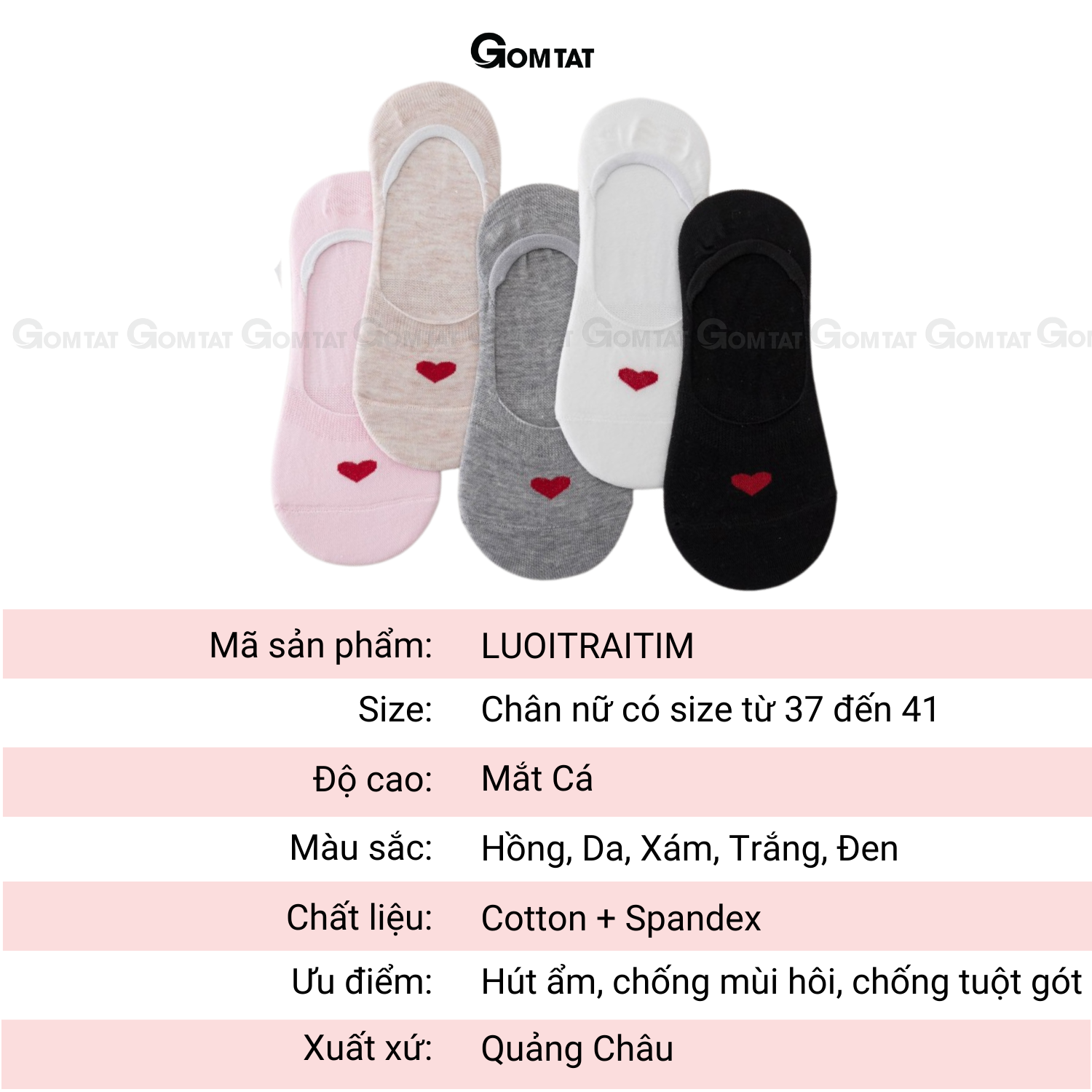 Vớ Lười Nữ Cổ Ngắn , Tất Nữ mang giày lười họa tiết trái tim - LUOITRAITIM