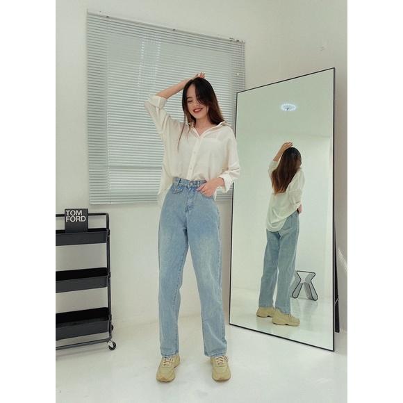 Quần jean ống rộng cá tính REVERCLOTHINGS cá tính size S M L Haley Jeans