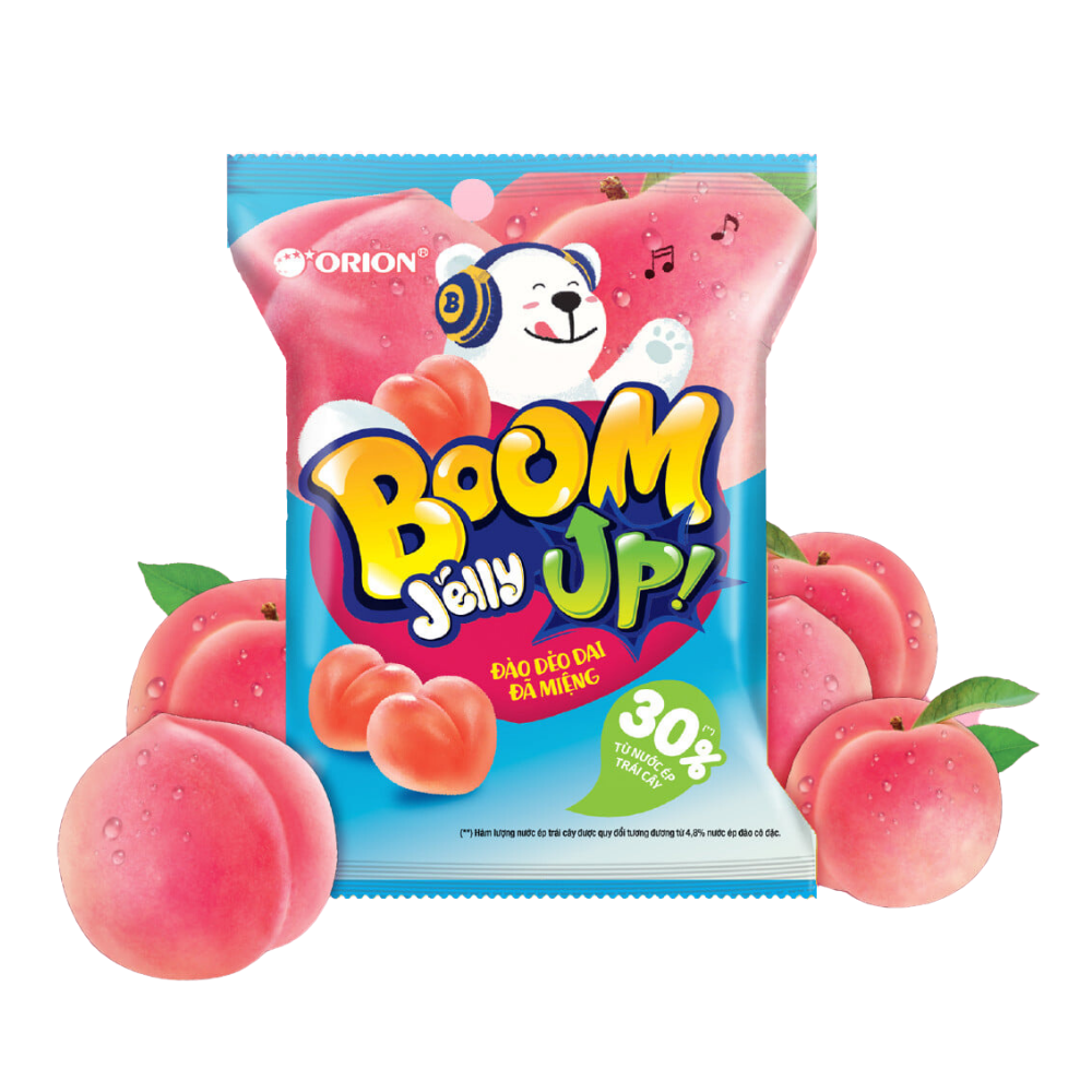 Kẹo Dẻo Boom Jelly THẠCH Orion Hương Đào túi 91G