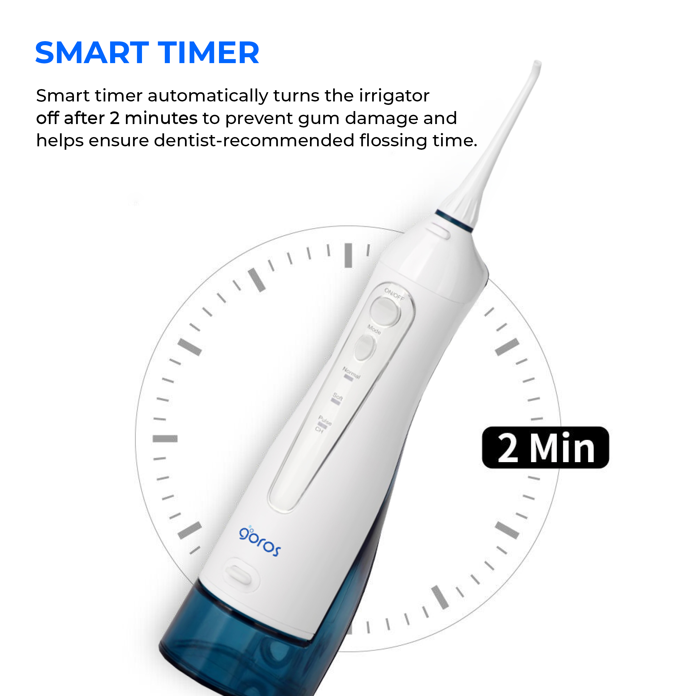 Máy Tăm Nước Cầm Tay GOROS Aqua Smart Water Flosser - Hàng Chính Hãng